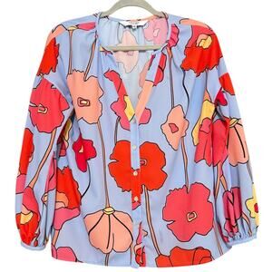 Crosby by Mollie Burch XS Floral Pop Art Blouse Multicolor Poppy Print